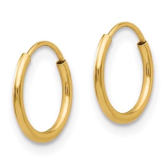 14K Solid Gold Endless 1mm Thick Hoop Earrings, 14K Real Gold Earrings- ER1910
