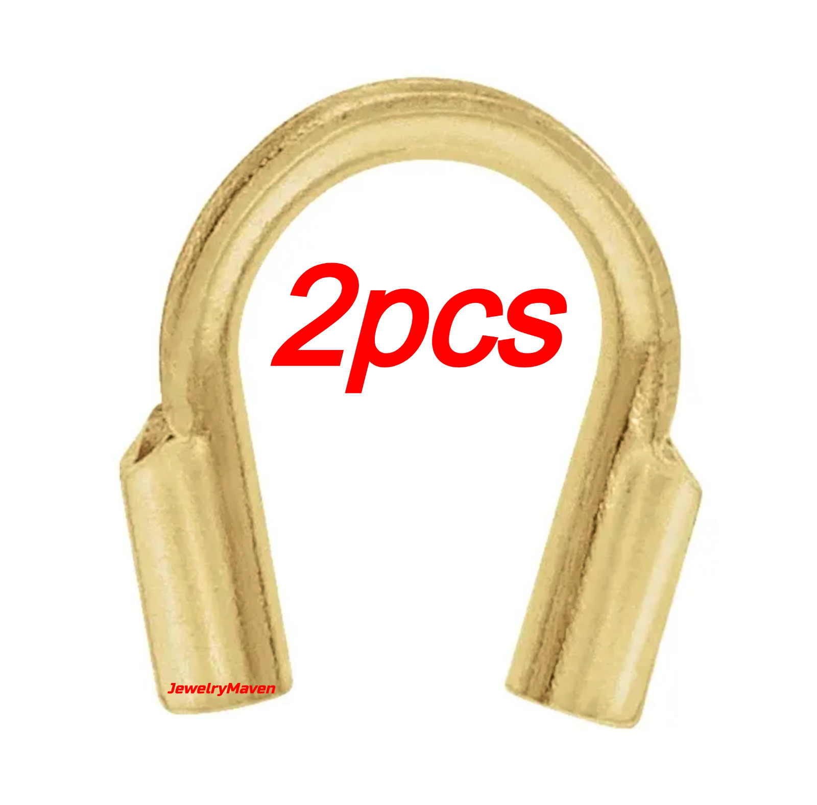 (2) 1.15mm 14k Yellow Gold Stringing Crimp Wire Guard Guardian Thimble Chain End