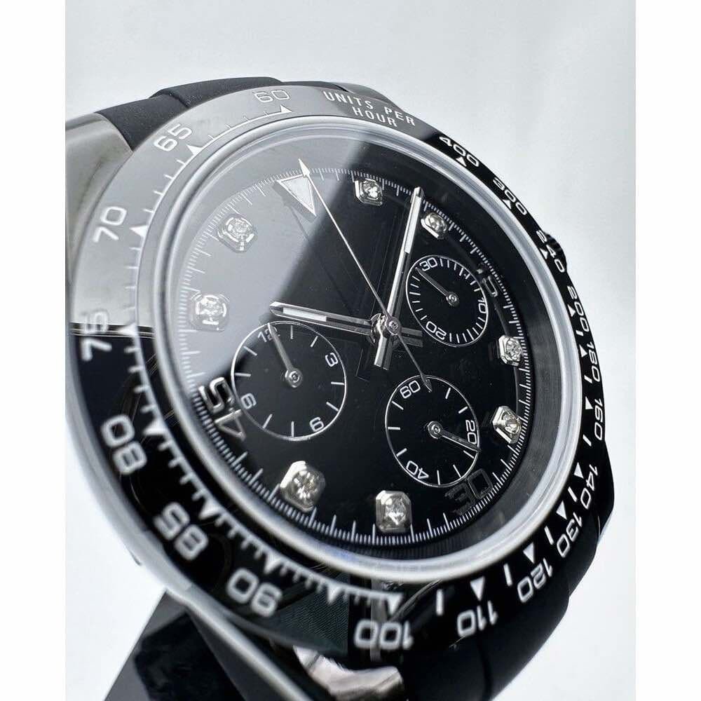Black Chrono Mod | Diamond Index Dial | Ceramic Tachymeter | VK63 Meca-Quartz