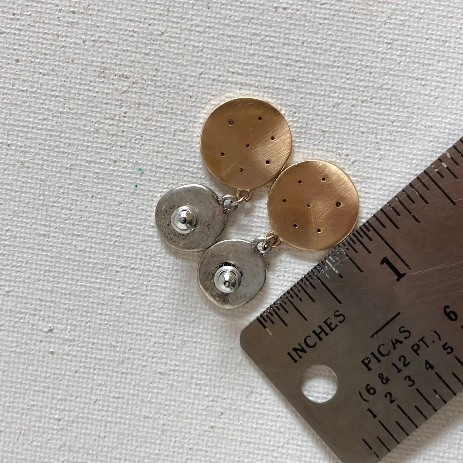 Earrings Constellations Mixed Metals Brushed Gold Finish Prong Set White Stones