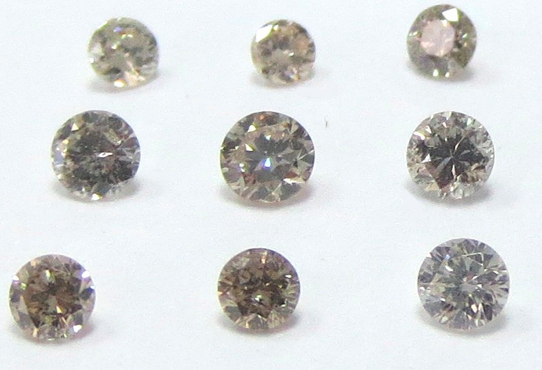 5 1.3mm BROWN ROUND BRILLIANT Cut POLISHED DIAMONDS