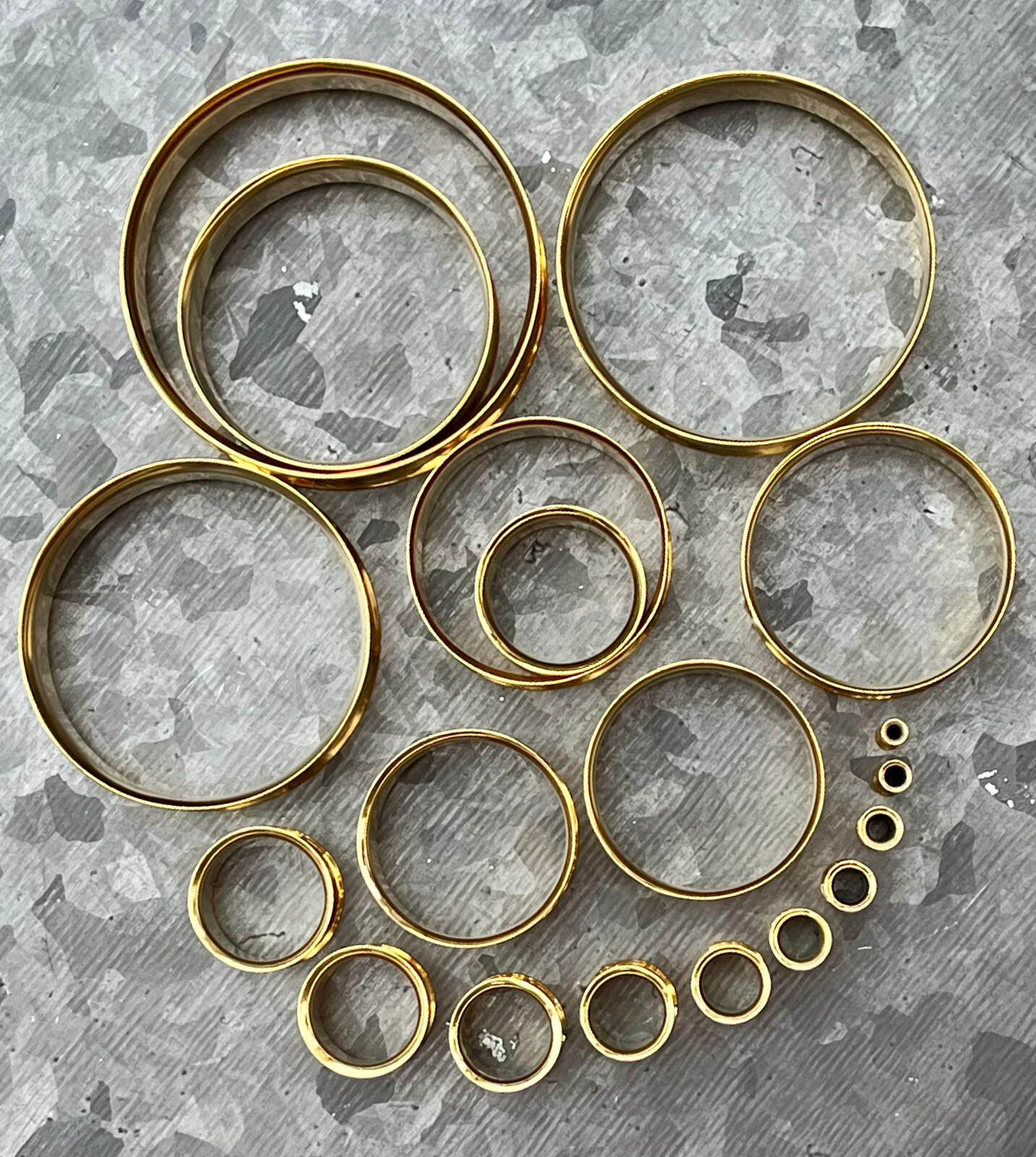 PAIR Gold Plated Double Flare Tunnels Ear Plugs Earlets Gauges