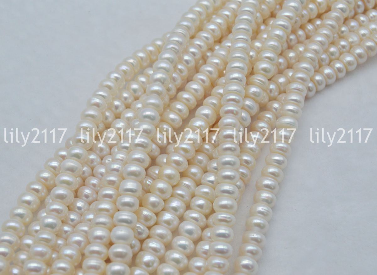 Natural Akoya White Freshwater Pearl Rondelle Loose Beads 15″ 7-8/8-9/9-10mm