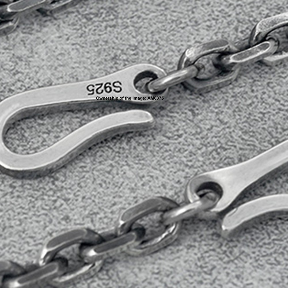Pure 925 Silver 4mm Cable Link Chain Bracelet for Men/Women Vintage Look