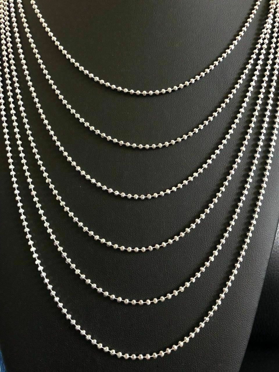 Real Solid 925 Sterling Silver Ball Moon Diamond Cut Chain MADE IN ITALY 2.5mm