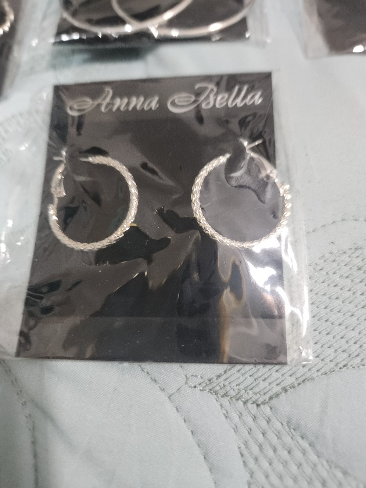 New 4 Pkgs Anna Bella Silvertone Pierced Earrings Mint!