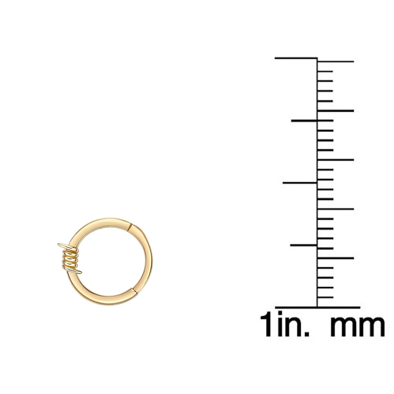 20 Gauge Barbed Wire Multi Area Hoop Earring in 14K Yellow Gold with Hinge Post