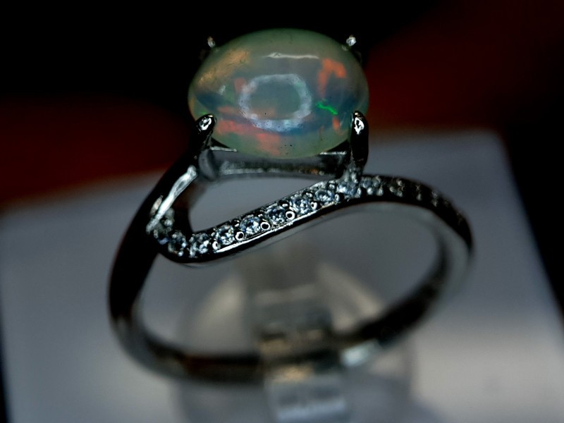3.01Grams Natural Multi Fire Opal Silver Ring 925 Sterling Silver Ring