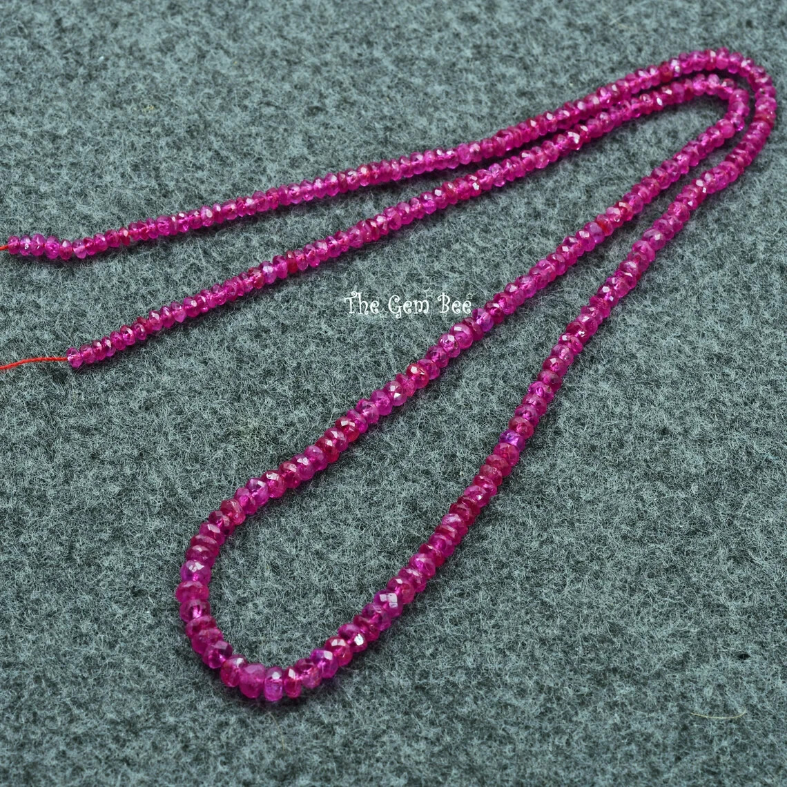 2.2-4.2mm Gem Grade No Heat Fine Burmese Ruby Faceted Rondelle Bead 16.5 inch st