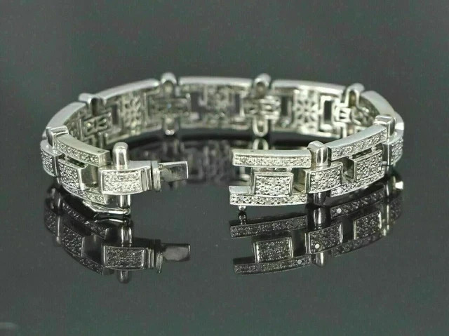 10TCW Round Cut Lab Created Diamond Men’s Tennis Bracelet 925 Sterling Silver
