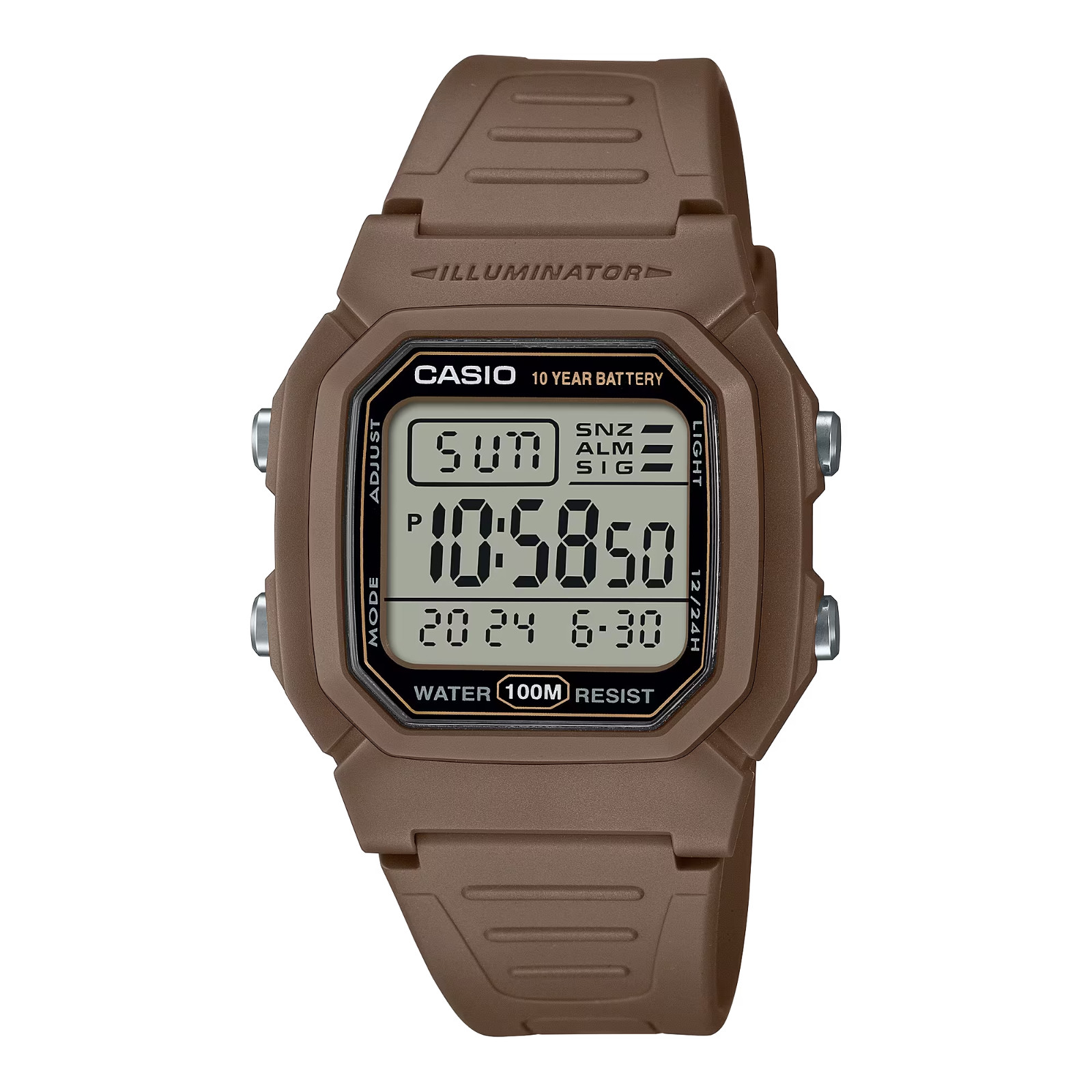 Casio W800H-5AV, Digital Watch, Resin Band, Stopwatch, Alarm, 10 Year Battery