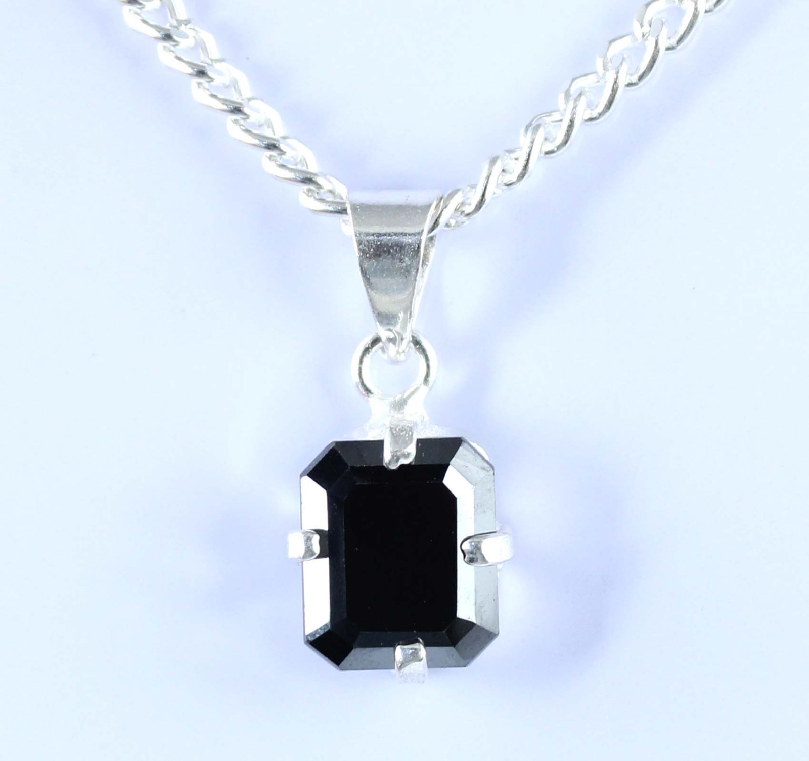 Emerald Cut Black Diamond Solitaire 6.80 Carat Certified Prosperity Pendant