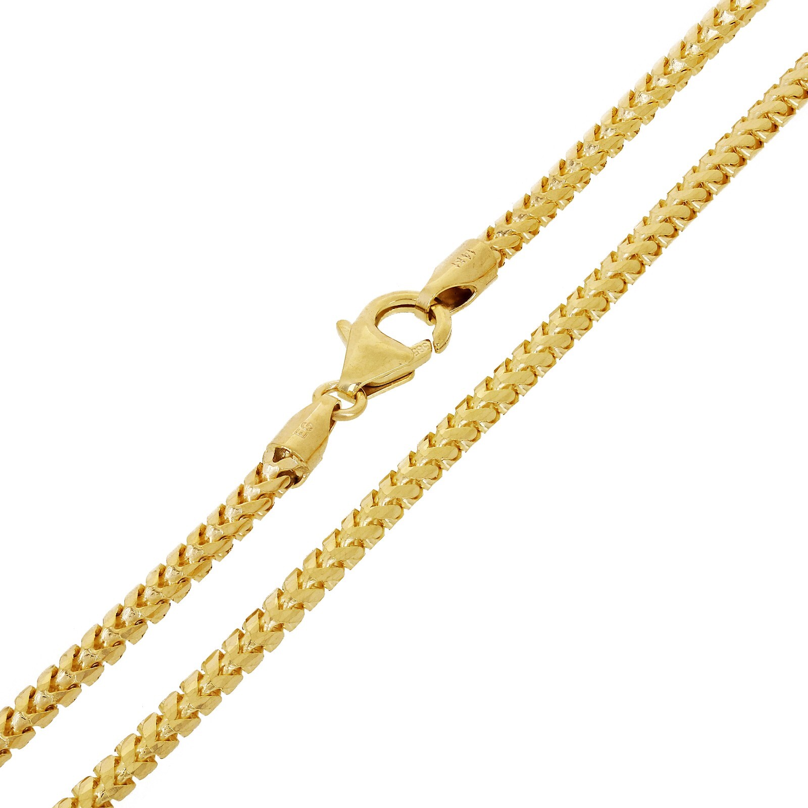 Italian 14k Yellow Gold Solid Diamond Cut Franco Chain Necklace 22″ 2.5mm 19.5g