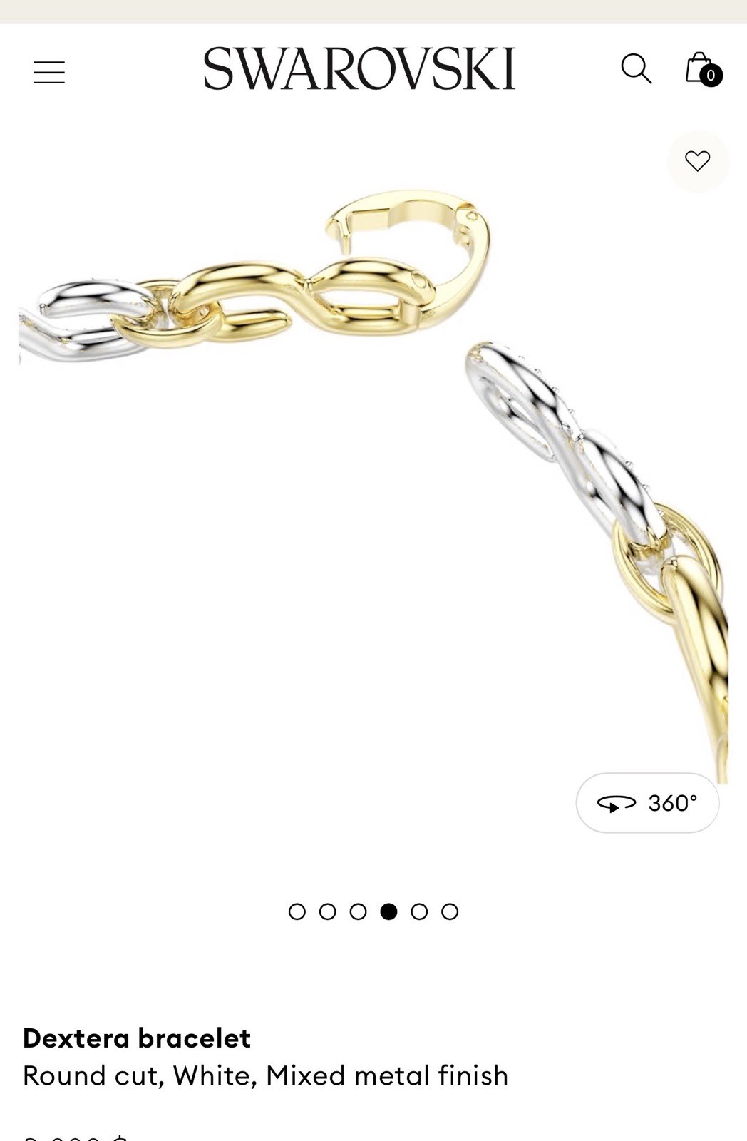 Swarovski Dextera Mixed Metal Finish Link Bracelet White Round Crystal Pavé