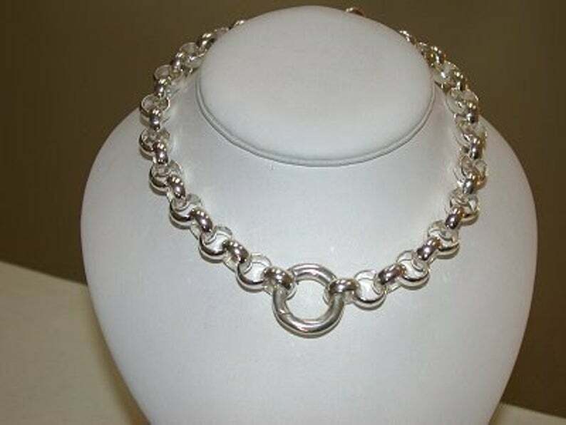 7mm Rolo Chain Necklace 925 Sterling Silver, Choker & Long Link Charm Necklaces