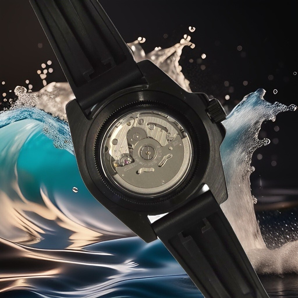 40mm Black PVD Coated Watch SS Automatic 24 Jewel Sapphire Crystal Seiko MVT