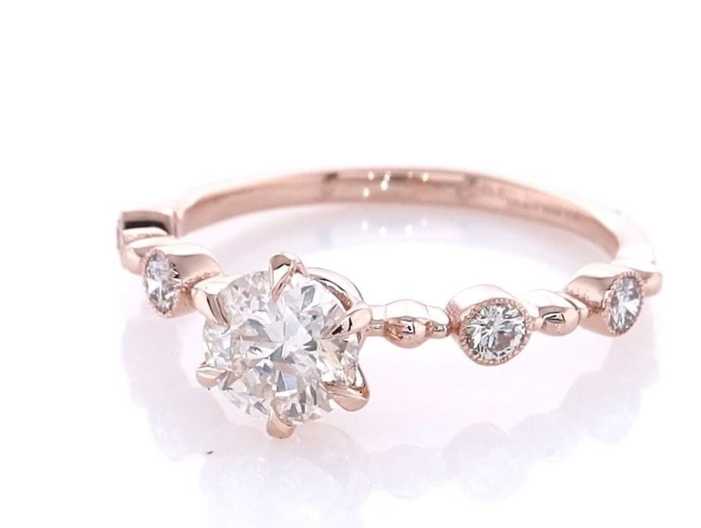 IGI Certified 0.74ct Natural Round Brilliant Cut Diamond Ring in 14K Rose Gold