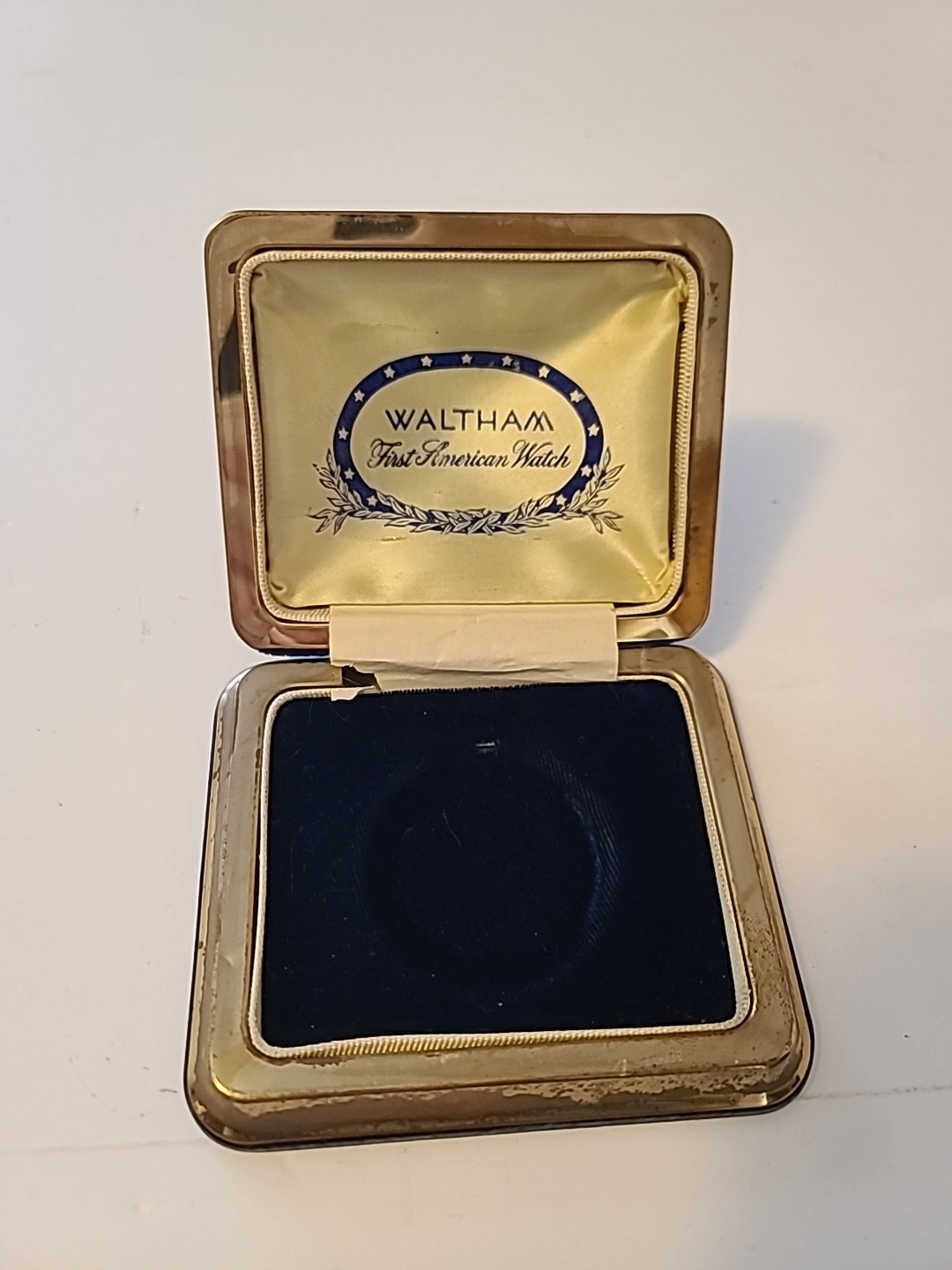Vintage Rare Waltham First American Watch Display Case Blue Velvet