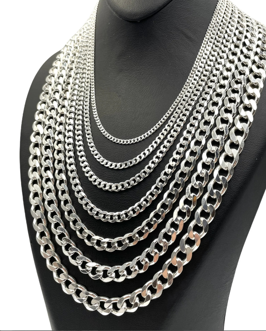 Real 925 Sterling Silver Men/women Curb Cuban chain Bracelet or Necklace Italy