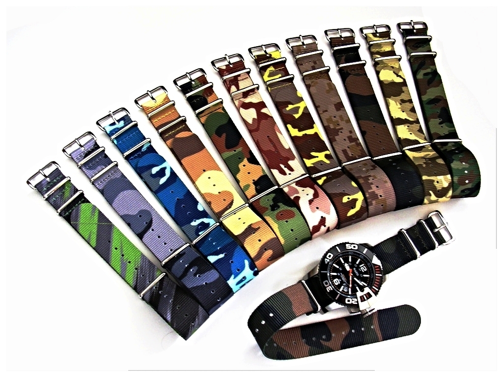 NATO G10 ® Ballistic CAMO nylon watch band Military strap RAF stitched IW SUISSE