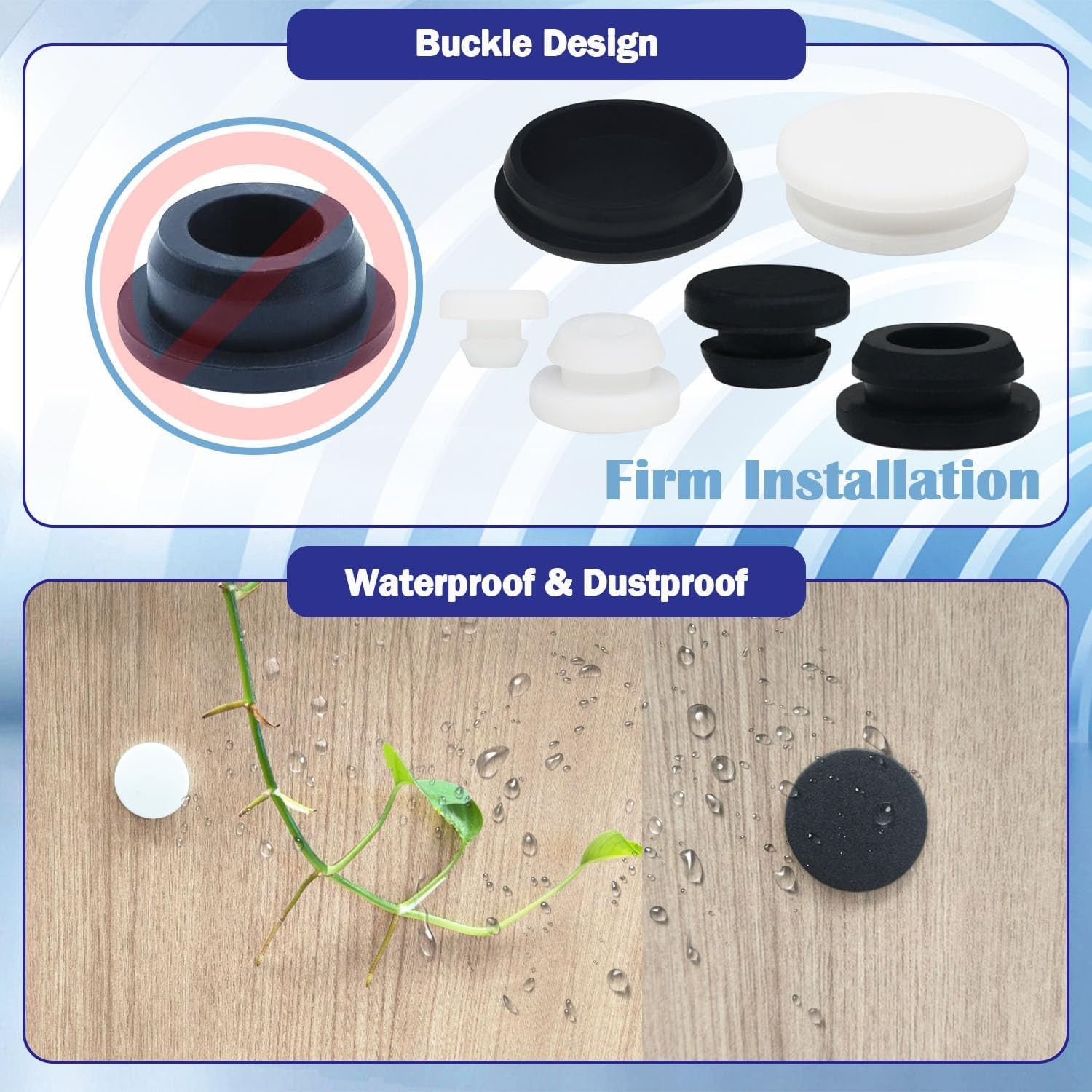 100PCS 7 Sizes Rubber Hole Plugs Assorted for Round Holes 1/5″ 1/4″ 5/16″ 3/8″ 1
