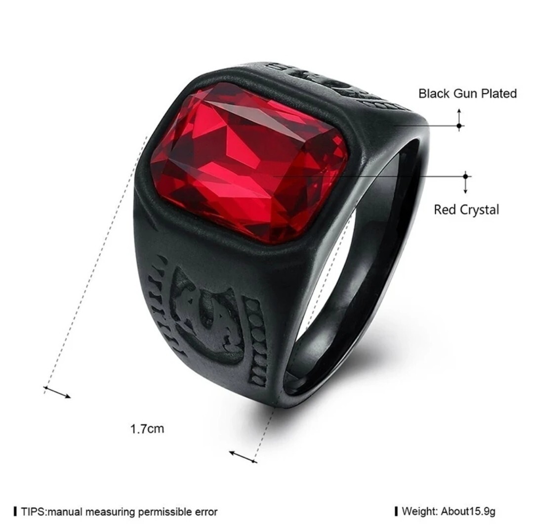 Men’s Fashion Jewelry Black Red Stone Ring 67-4