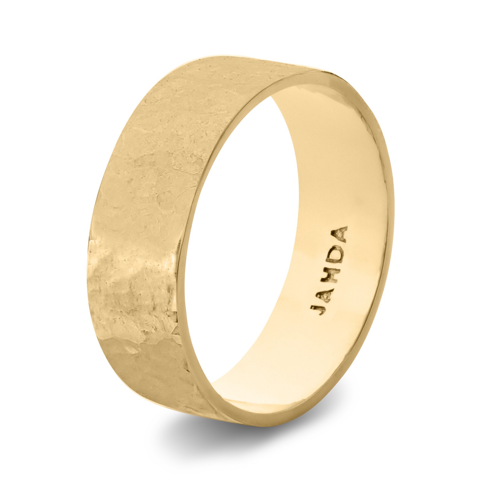 Solid 10K Yellow Gold Hammered Ring 7mm Size 3 – 15 Wide Gold Band