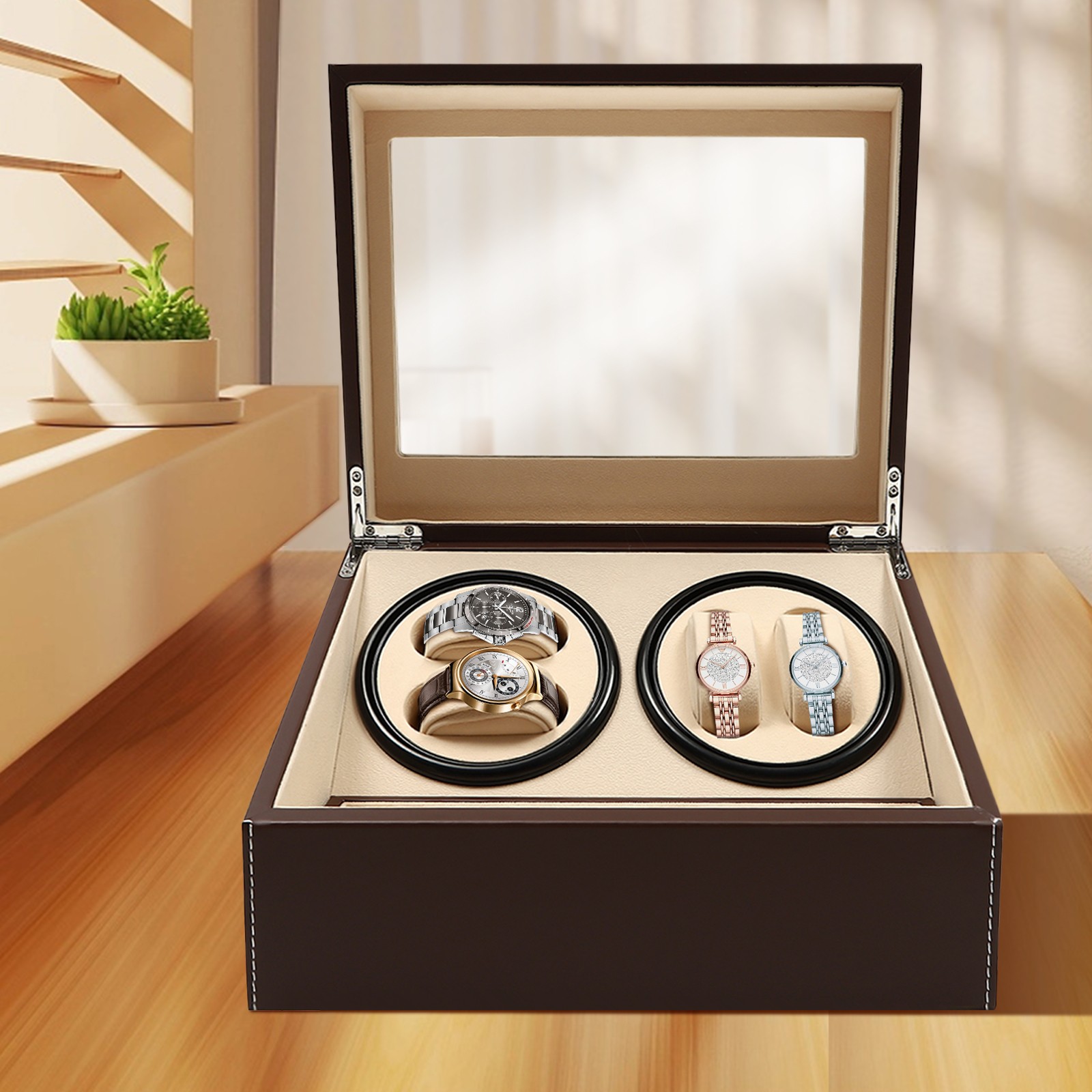 4+6 Automatic Watch Winder Watch Display Box Luxury Storage Case Self-winding