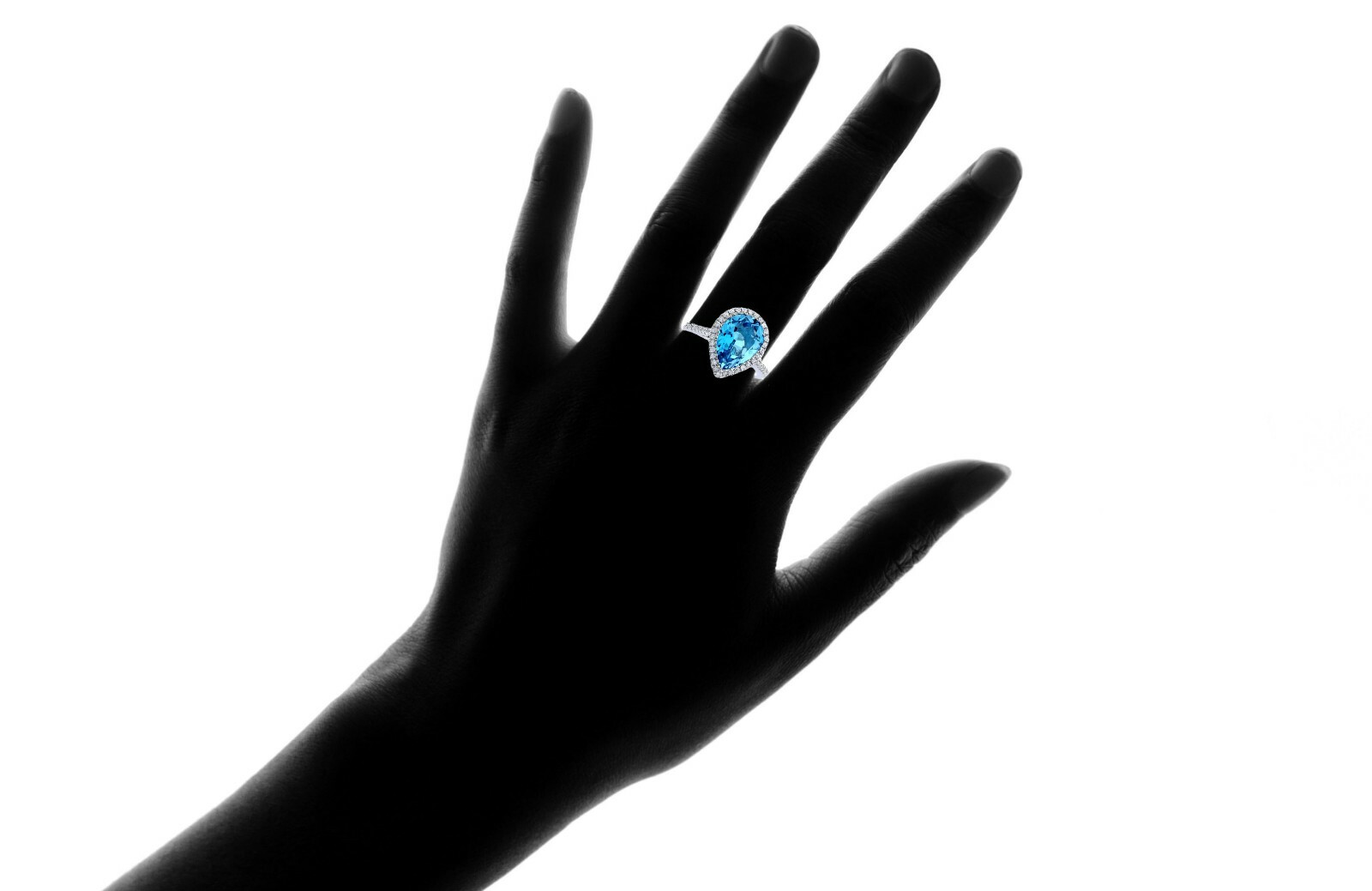 4.00 CTTW Lab Created Blue Topaz Pear Cut Sterling Silver Ring Sizes 4-12