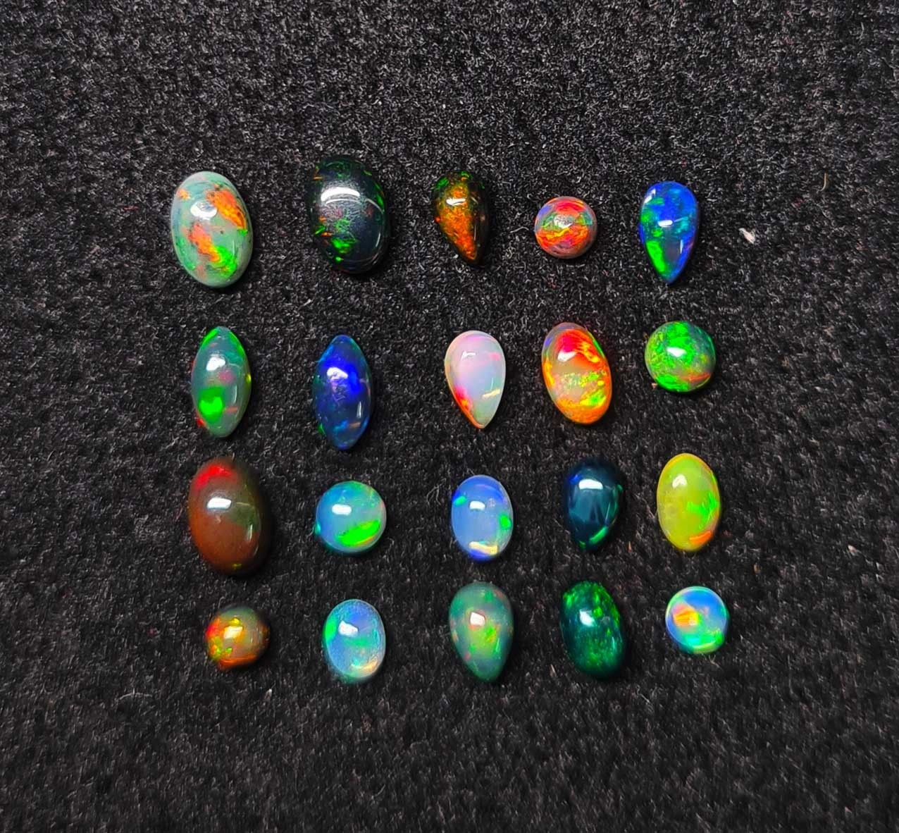 Ethiopian White, Black Opal Mix Shape Cabochon Gemstone 70-80 Pcs 3-4*6 MM 10 CT