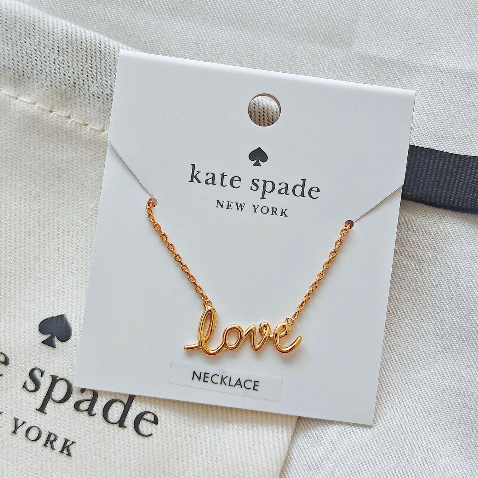 NWT KATE SPADE Say Yes Love Pendant Necklace Gold KI174 W DUST BAG $69