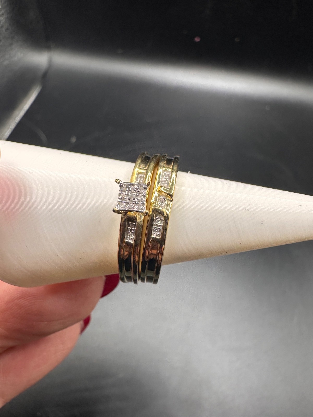 10k gold plated over 925 Sterling Silver diamond ring set