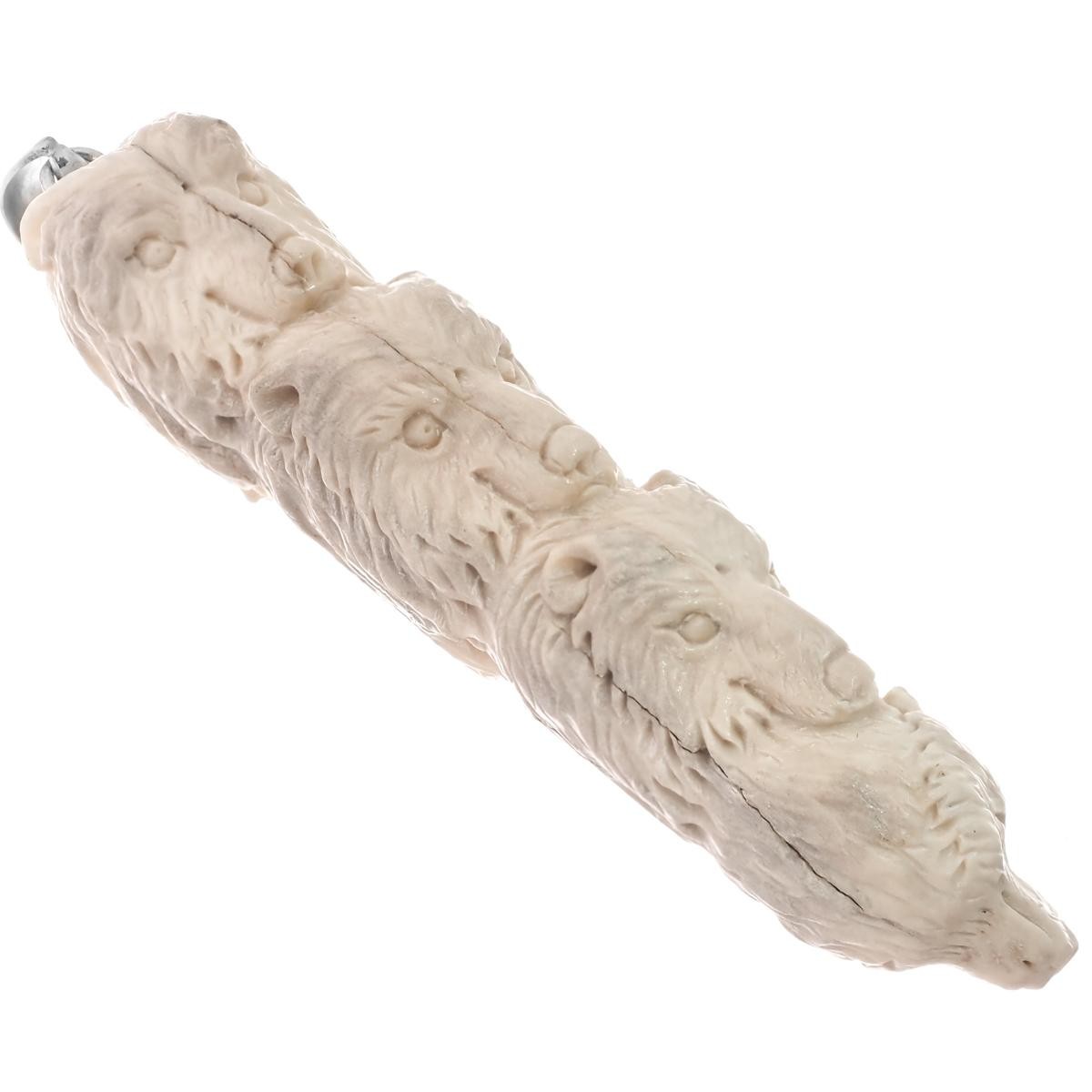 925 Sterling Silver Hand Carving Bear Totem Deer Antler Sterling Pendant, 4″