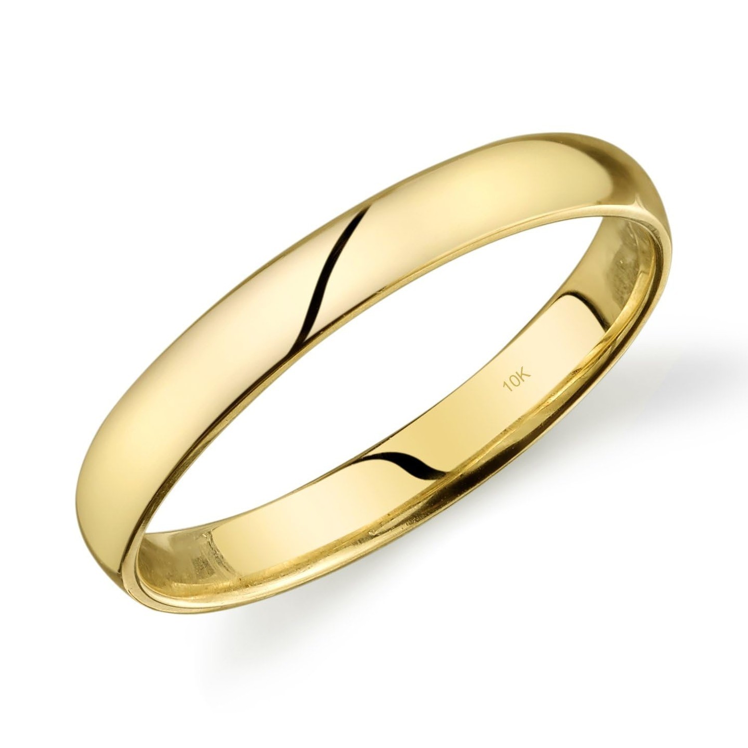 10k Light Comfort Fit Wedding Band 10 3mm Yellow Gold