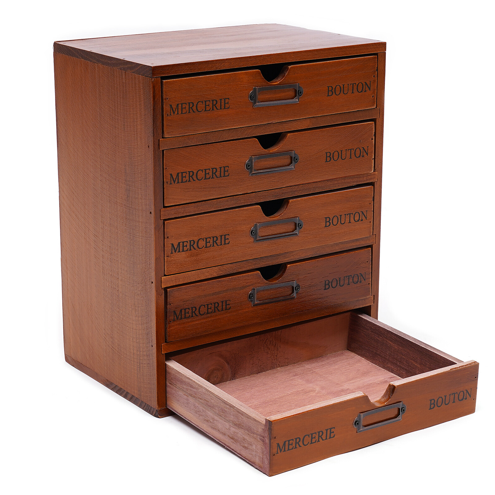 Vintage 5 Layers Large Jewelry Organizer Wooden Storage Box Case With 5 Drawers