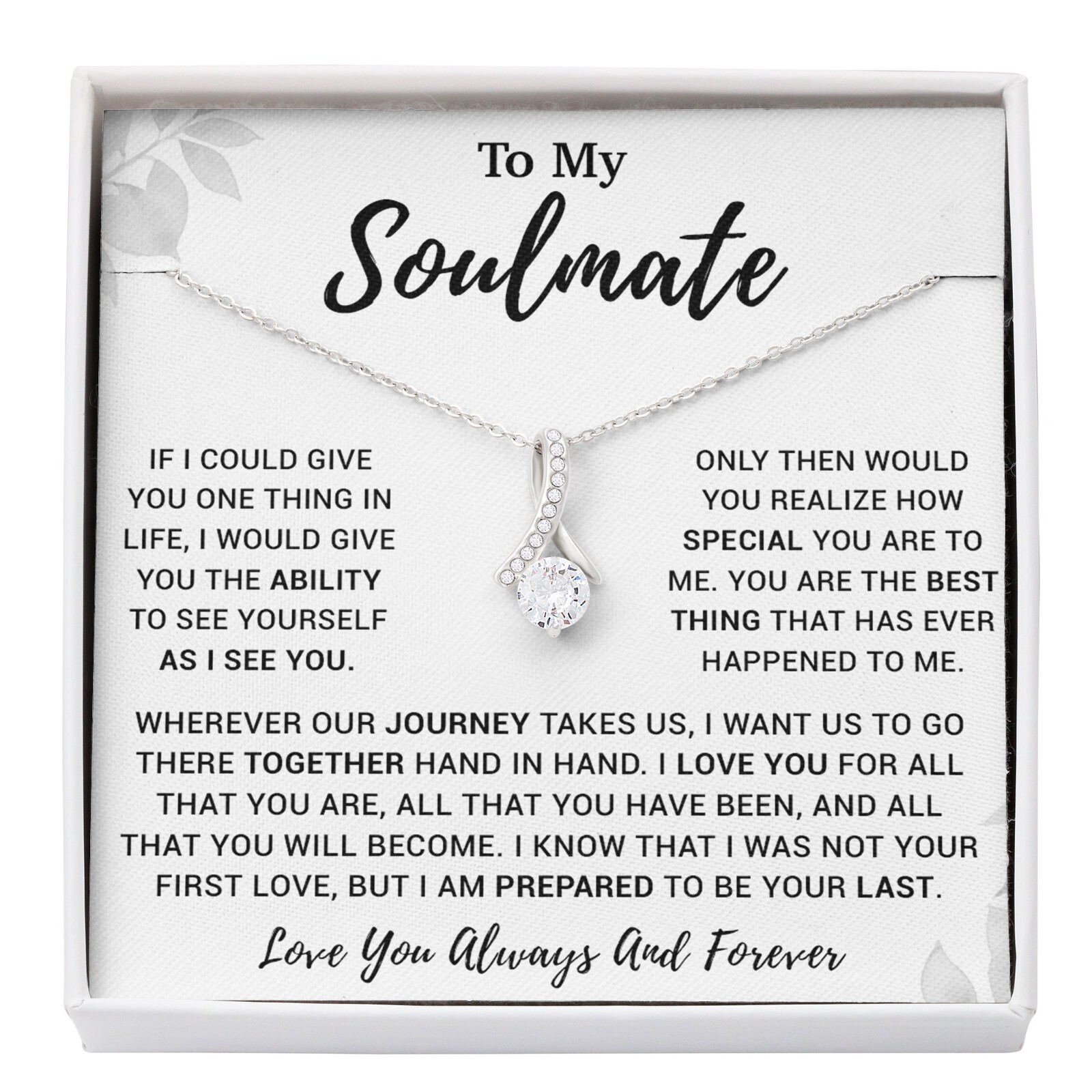 To My Soulmate Necklace Gift For Wife Girlfriend Birthday Anniversary Christmas