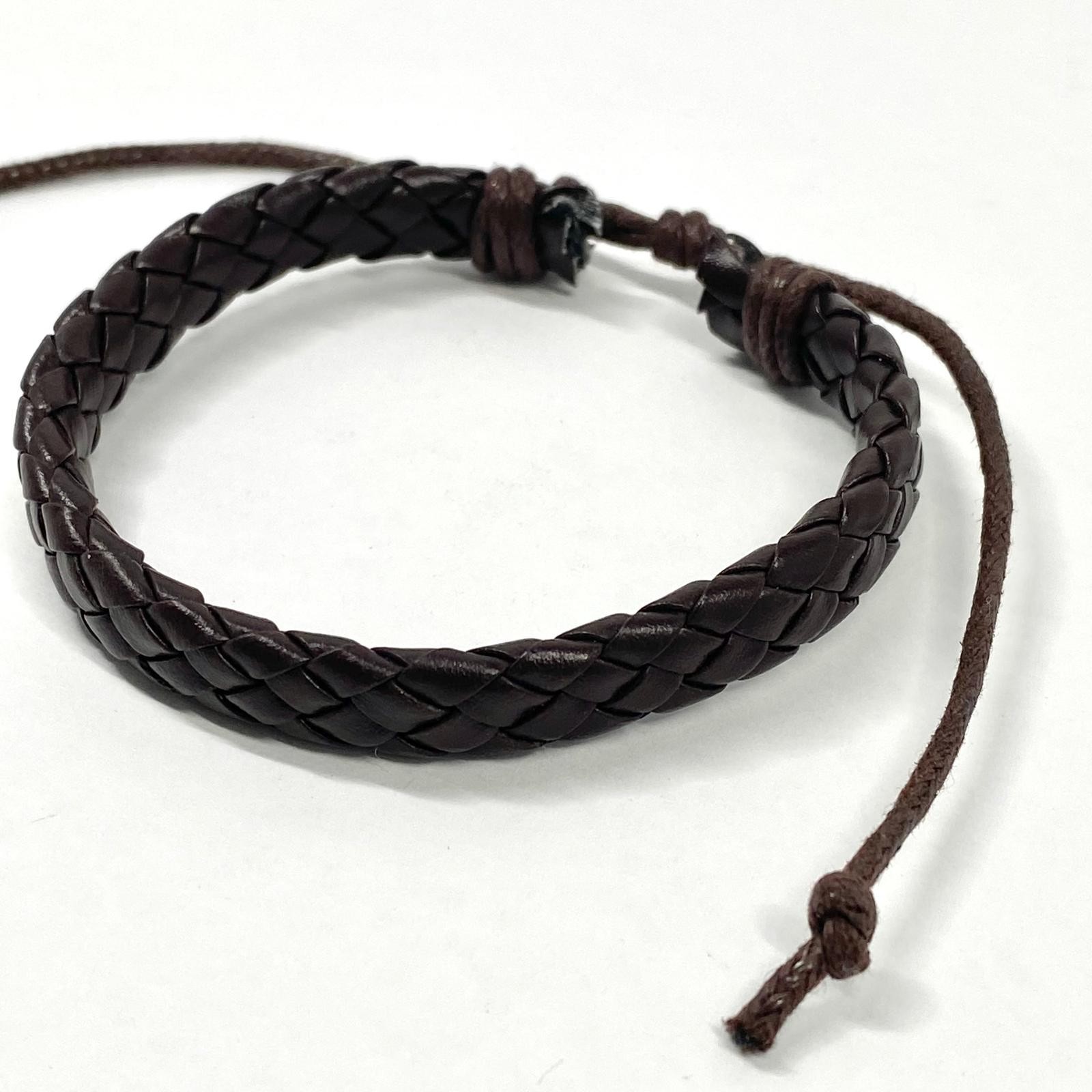 Adjustable Braided Faux Leather Bracelet Brown Woven Rope Cord Wristband Gift