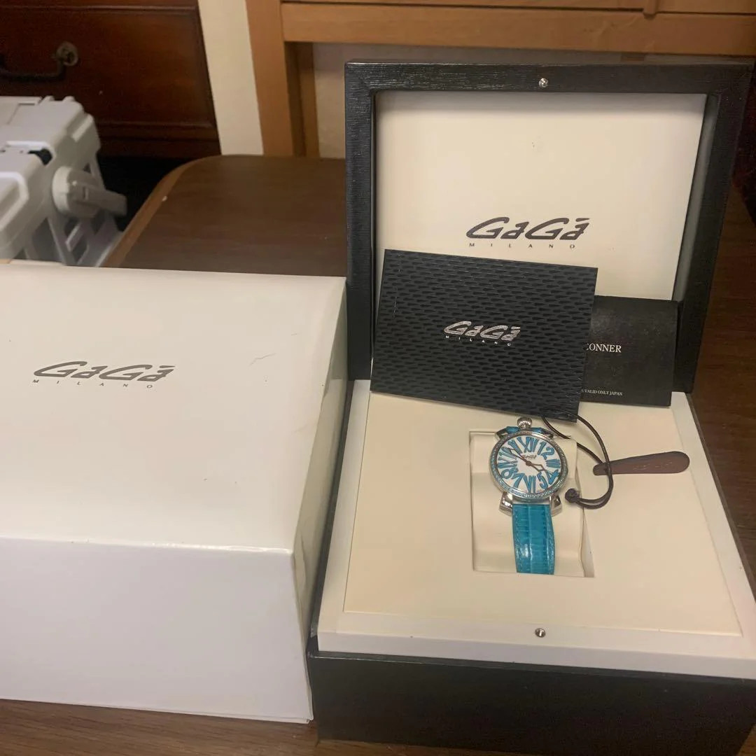Pre-owned GaGa Milano Analog White Turquoise Quartz Mens Watch