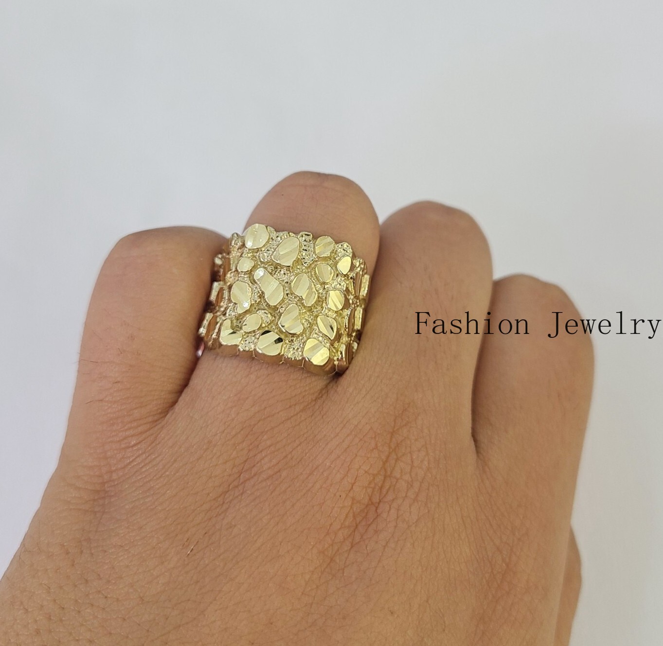 Solid 10K Yellow Gold Men’s Nugget Ring Statement Band Brand New Fine Jewelry