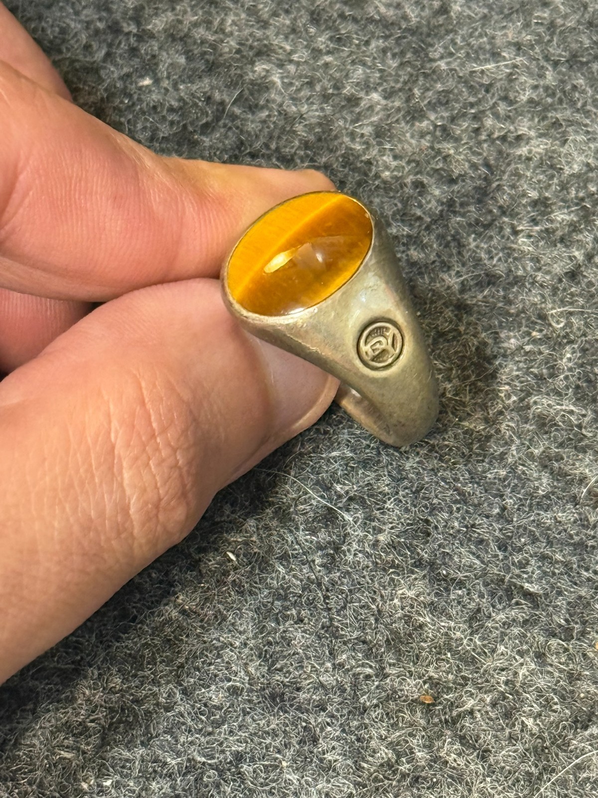 Vintage David Yurman Sterling Silver Signet Ring Exotic Ring Tigers Eye Size 8.5