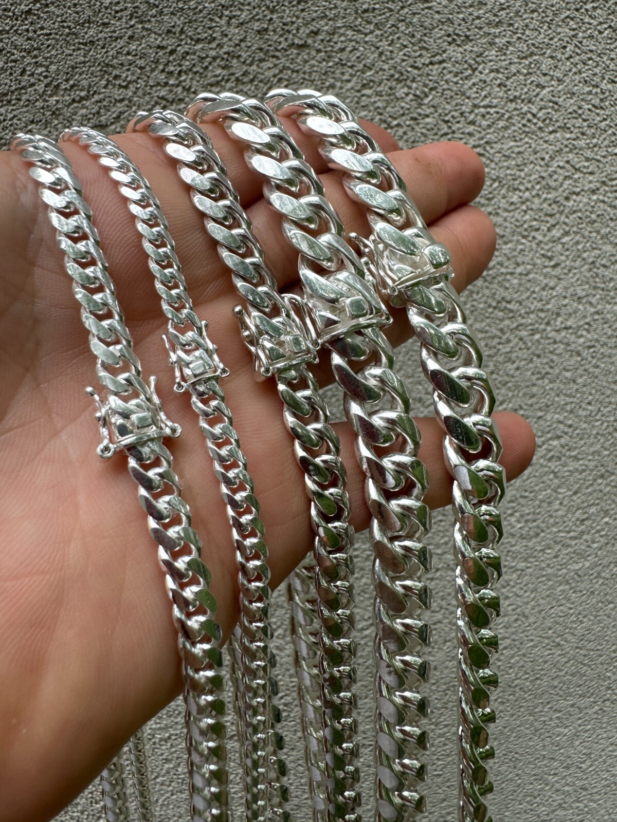 Real Solid 925 Sterling Silver Miami Cuban Chain Or Bracelet 5-14mm Box Clasp