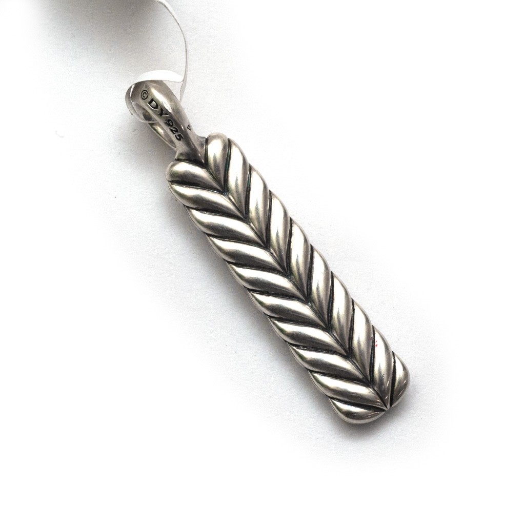 DAVID YURMAN Men’s Sterling Silver Chevron Ingot Tag Enhancer Authentic NEW