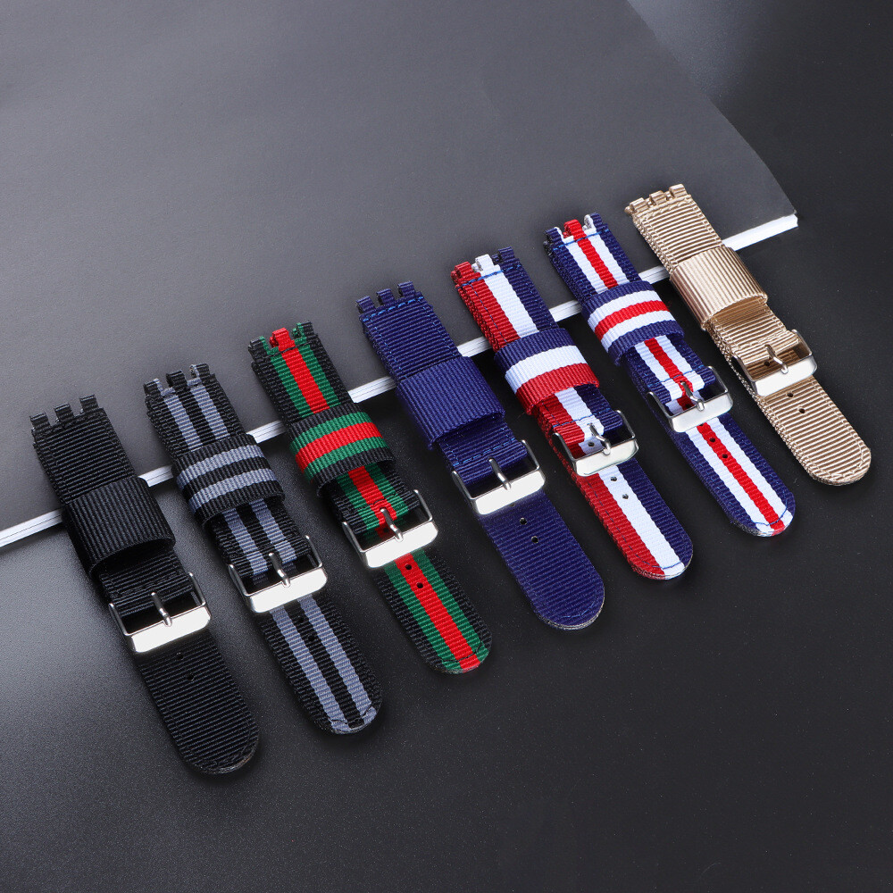 For Swatch Nylon Canvas Watch Band Strap High Quality Sport Wristband 17/19/20mm