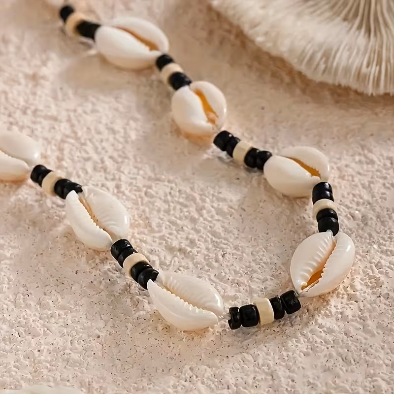 Boho Shell Choker Necklace Mens Surfer Beach Necklace Coastal Hawaiian Jewelry