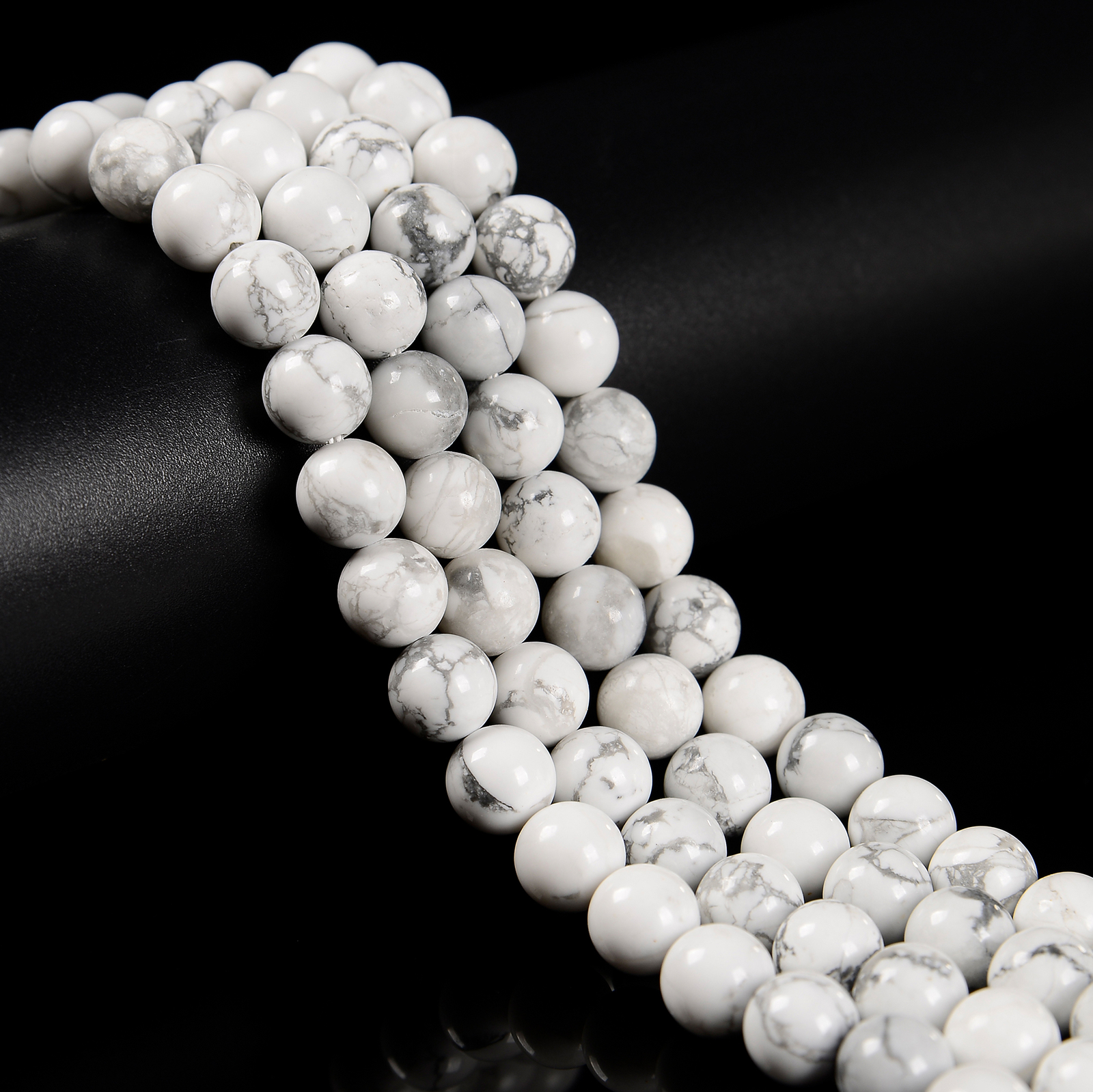 White Howlite Smooth Round Beads 4mm 6mm 8mm 10mm 12mm 15.5″ Strand