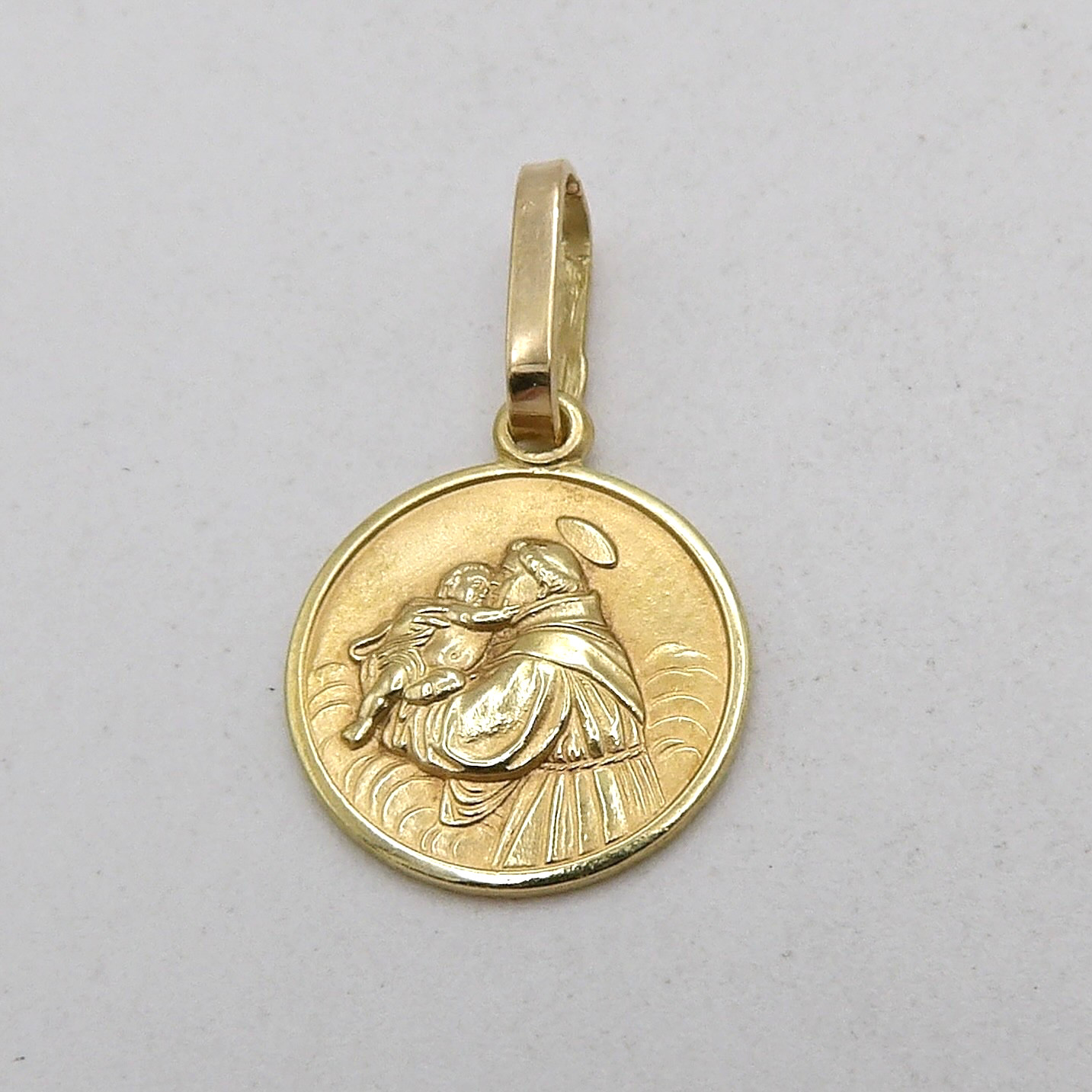 Solid 18k Gold St Saint Anthony Medal Small Charm Pendant 750 Italy UnoAerre