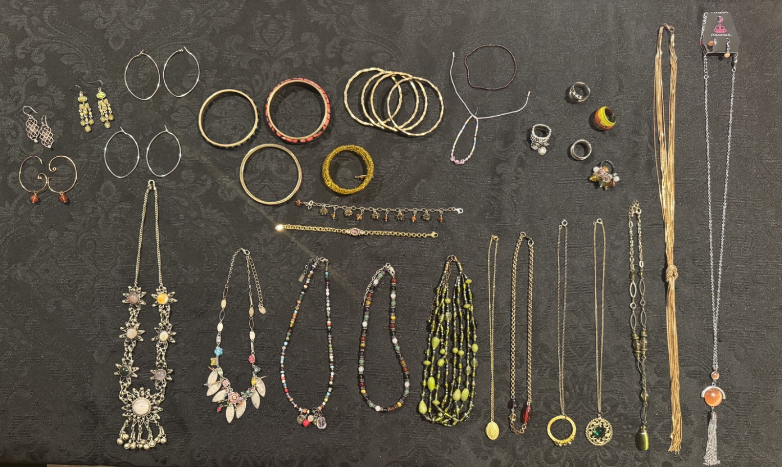 34 Piece Lot of Boho Vintage to Modern Jewelry (.925, Paparazzi, Peyote Bird)