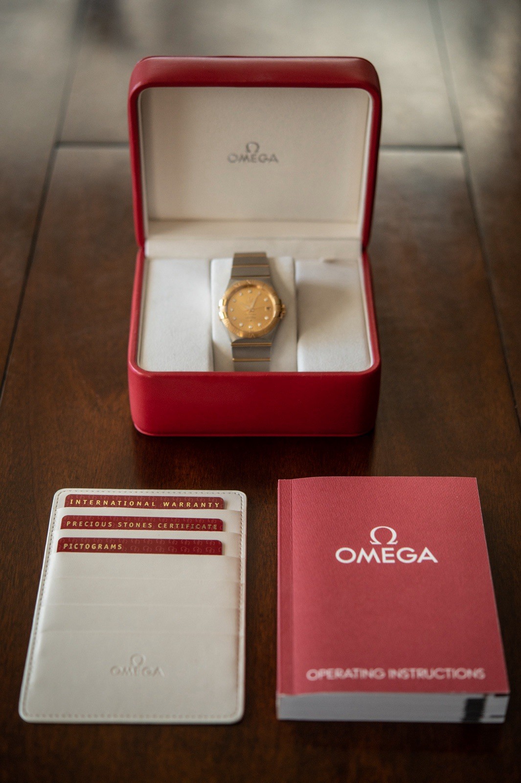 OMEGA Constellation Co-Axial Chronometer Date 35mm Gold Diamond Dial Box