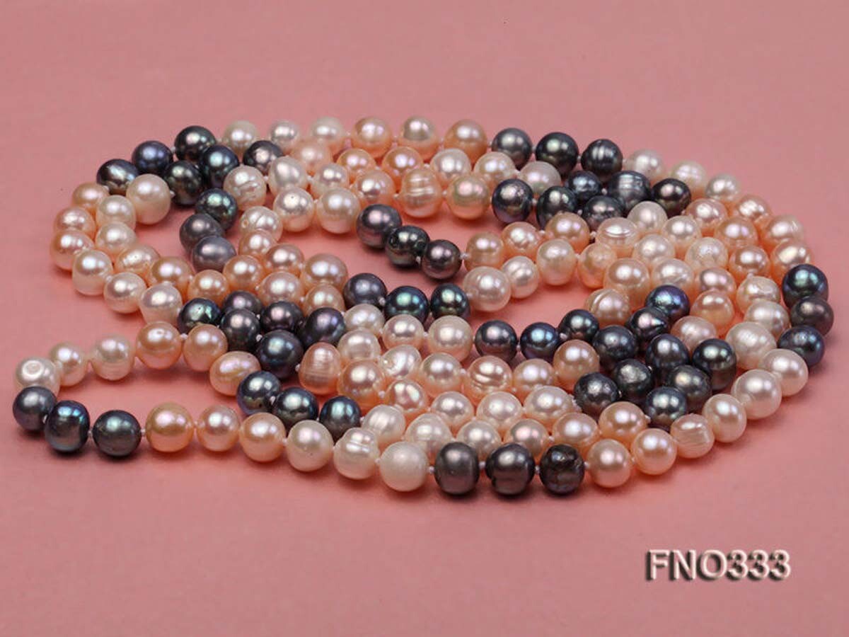 Fashion 7-8mm Multicolor Natural Freshwater Pearl Long Necklace 36-100 inches