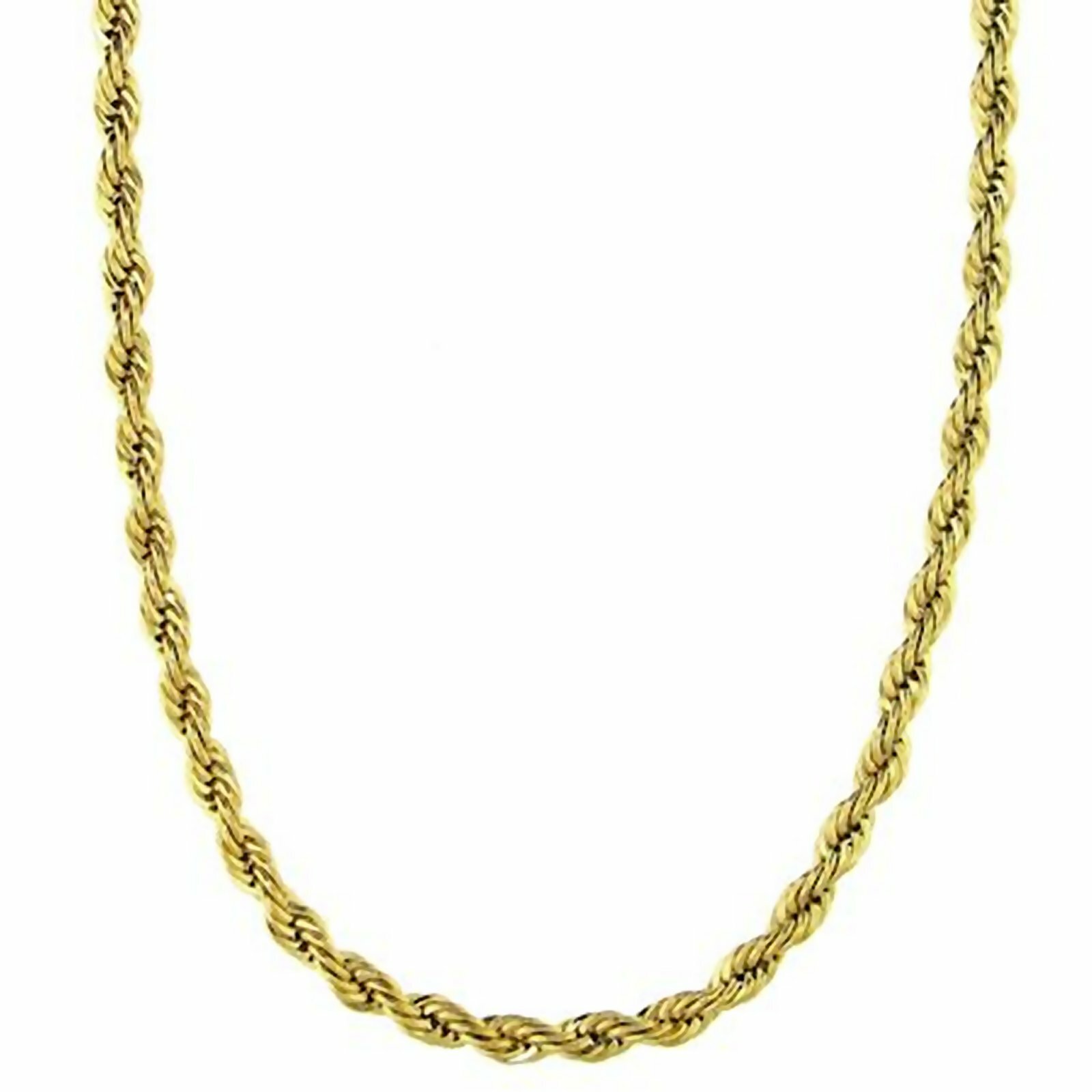 Stainless Steel Gold Rope Chain Necklace 3mm 16-30 Inch Womens Mens